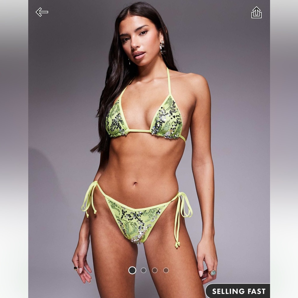 South beach Sequin Embellished Lime Green Bikini